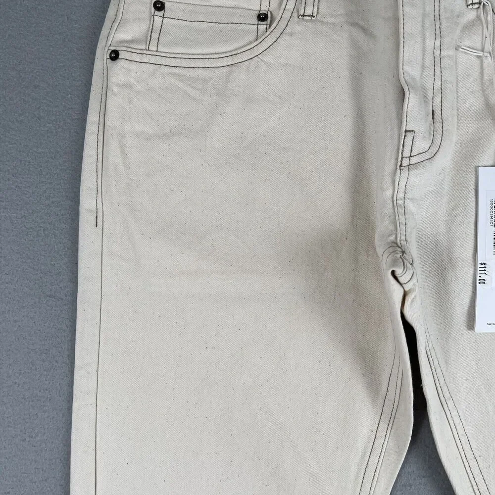 NWT Saturdays NYC Charlie Skinny Slim Natural Beige Mid Rise Denim Jeans 29x32‎